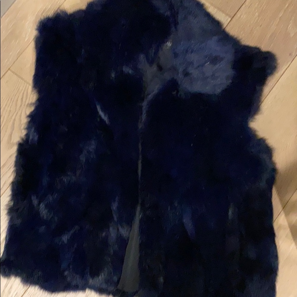 Rabbit fur bright blue vest